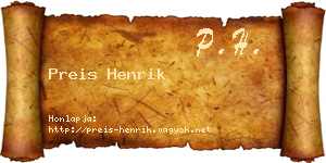 Preis Henrik névjegykártya